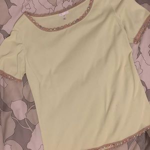 VTG Escada Lime Rainbow Lace Sequin Top Size L